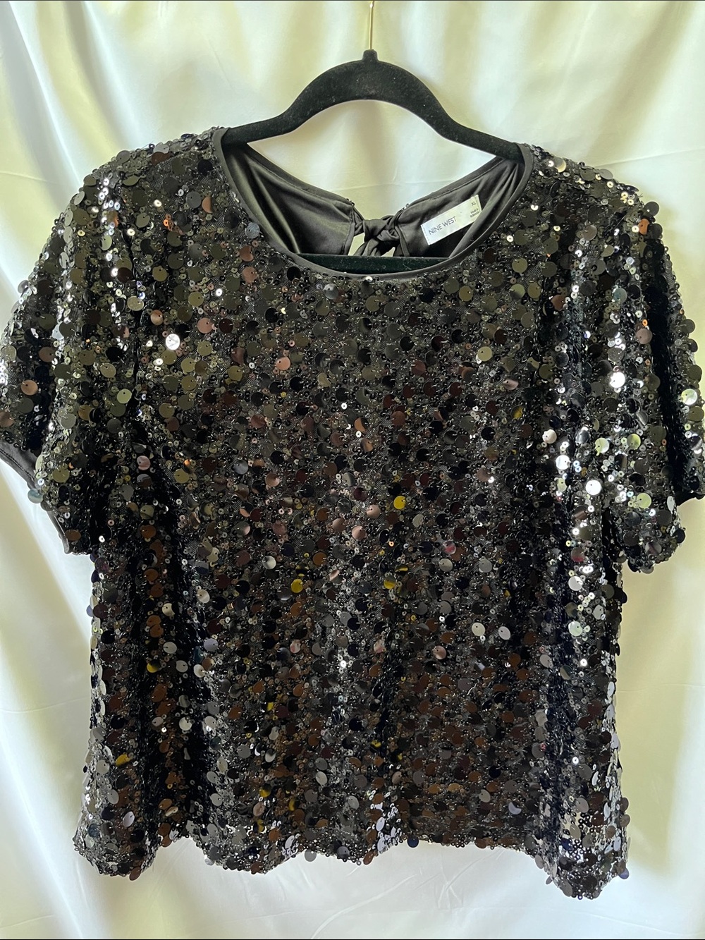 Nine West Black Sequin Short-Sleeve Tee